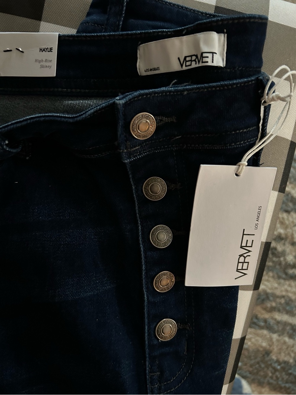 Vervet Women's Dark Blue High-Rise Button-Fly Jeans Haylie size 32 NWT - Picture 4 of 5